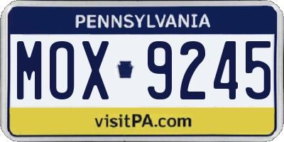PA license plate MOX9245