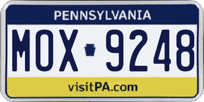 PA license plate MOX9248
