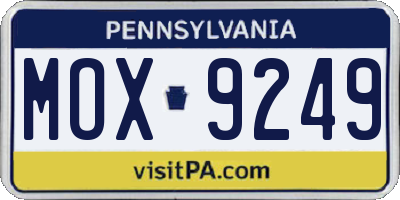 PA license plate MOX9249