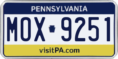 PA license plate MOX9251