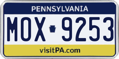 PA license plate MOX9253
