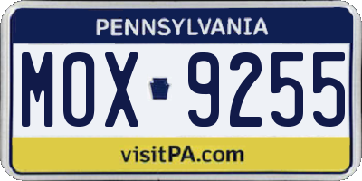 PA license plate MOX9255