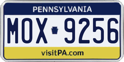 PA license plate MOX9256