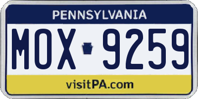 PA license plate MOX9259