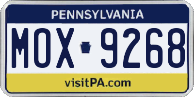 PA license plate MOX9268