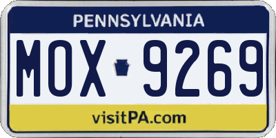 PA license plate MOX9269