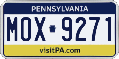 PA license plate MOX9271