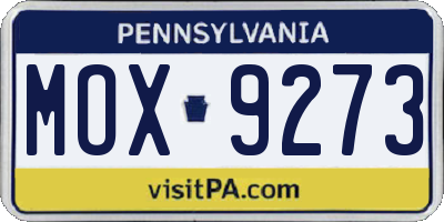 PA license plate MOX9273
