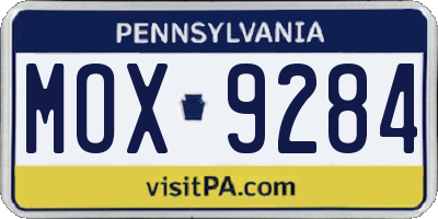 PA license plate MOX9284