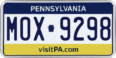 PA license plate MOX9298