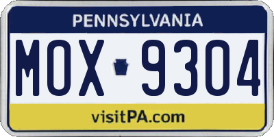 PA license plate MOX9304