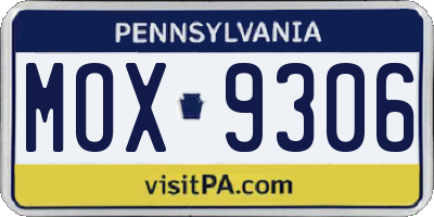 PA license plate MOX9306