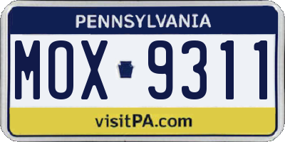 PA license plate MOX9311