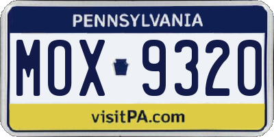 PA license plate MOX9320