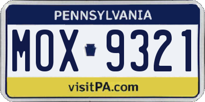 PA license plate MOX9321