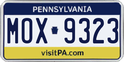PA license plate MOX9323