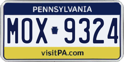 PA license plate MOX9324