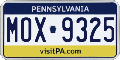 PA license plate MOX9325