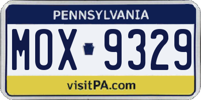 PA license plate MOX9329