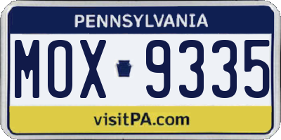 PA license plate MOX9335