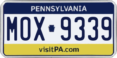 PA license plate MOX9339