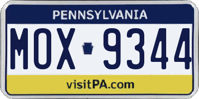 PA license plate MOX9344