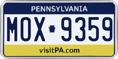 PA license plate MOX9359