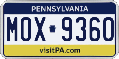PA license plate MOX9360