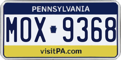 PA license plate MOX9368