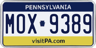 PA license plate MOX9389