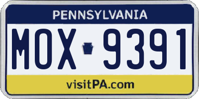 PA license plate MOX9391