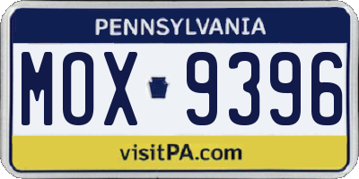 PA license plate MOX9396