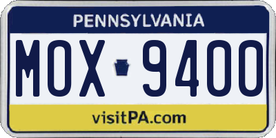 PA license plate MOX9400
