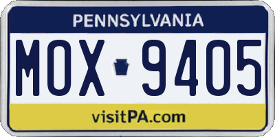 PA license plate MOX9405
