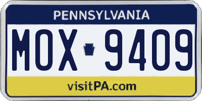 PA license plate MOX9409