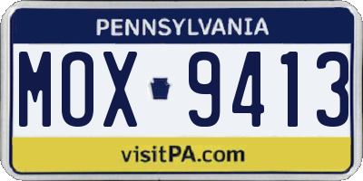 PA license plate MOX9413