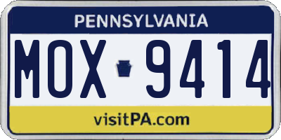 PA license plate MOX9414