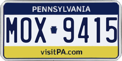 PA license plate MOX9415