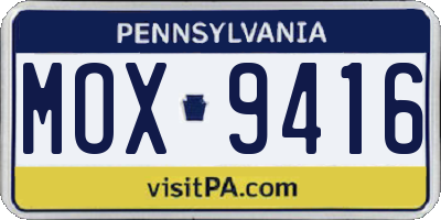 PA license plate MOX9416