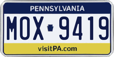 PA license plate MOX9419