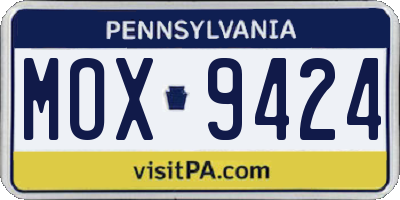 PA license plate MOX9424