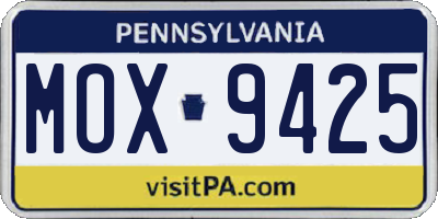 PA license plate MOX9425