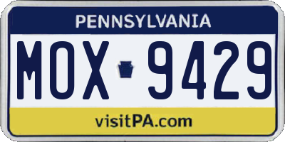 PA license plate MOX9429