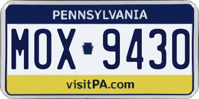 PA license plate MOX9430