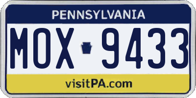 PA license plate MOX9433