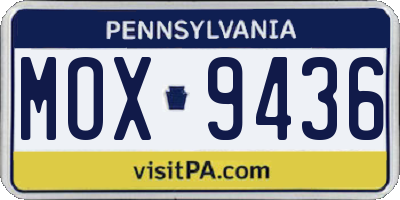 PA license plate MOX9436