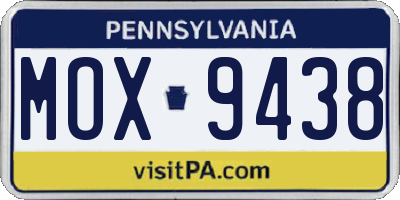 PA license plate MOX9438