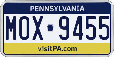 PA license plate MOX9455