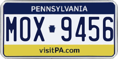 PA license plate MOX9456