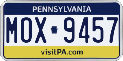 PA license plate MOX9457